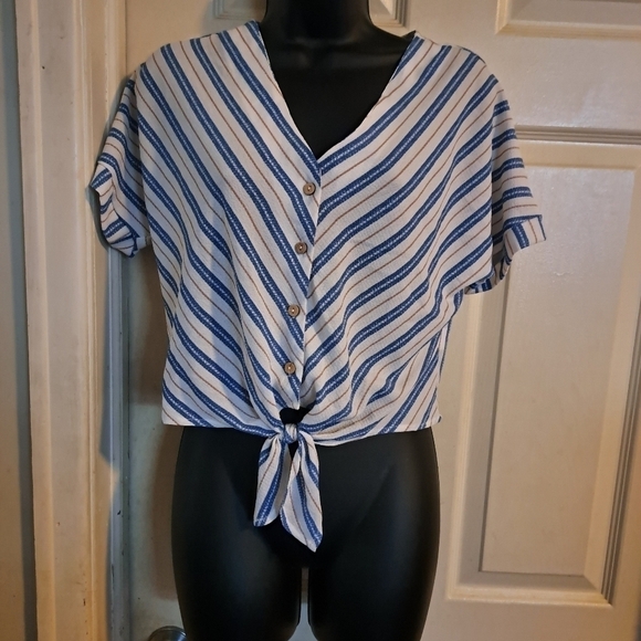Monteau striped button up blouse  size medium - Picture 1 of 3